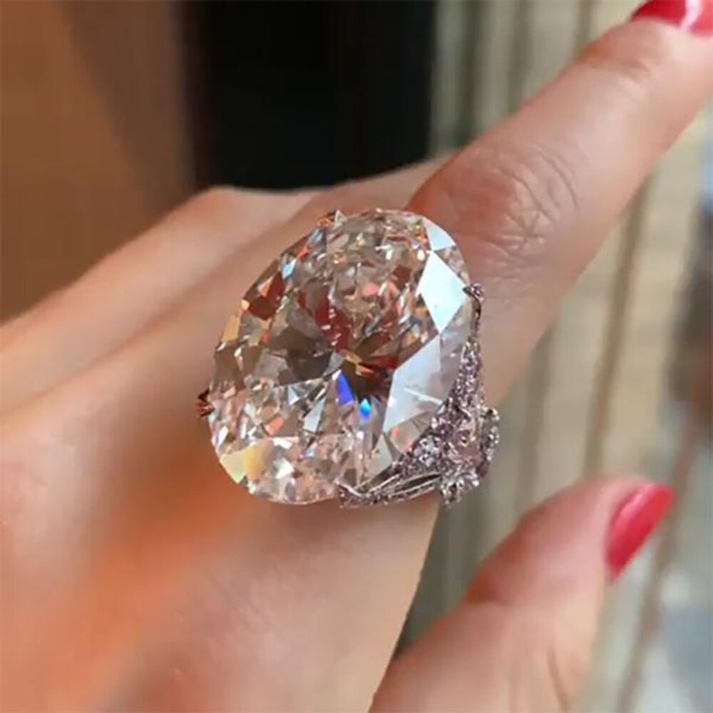 💍 Oval Zircon Diamond💎 Vintage Silver Beautiful Ring for Women, L239 - Picture 5 of 5